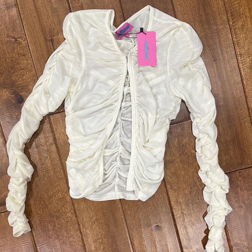 Edikted Cream Ruched Blouse